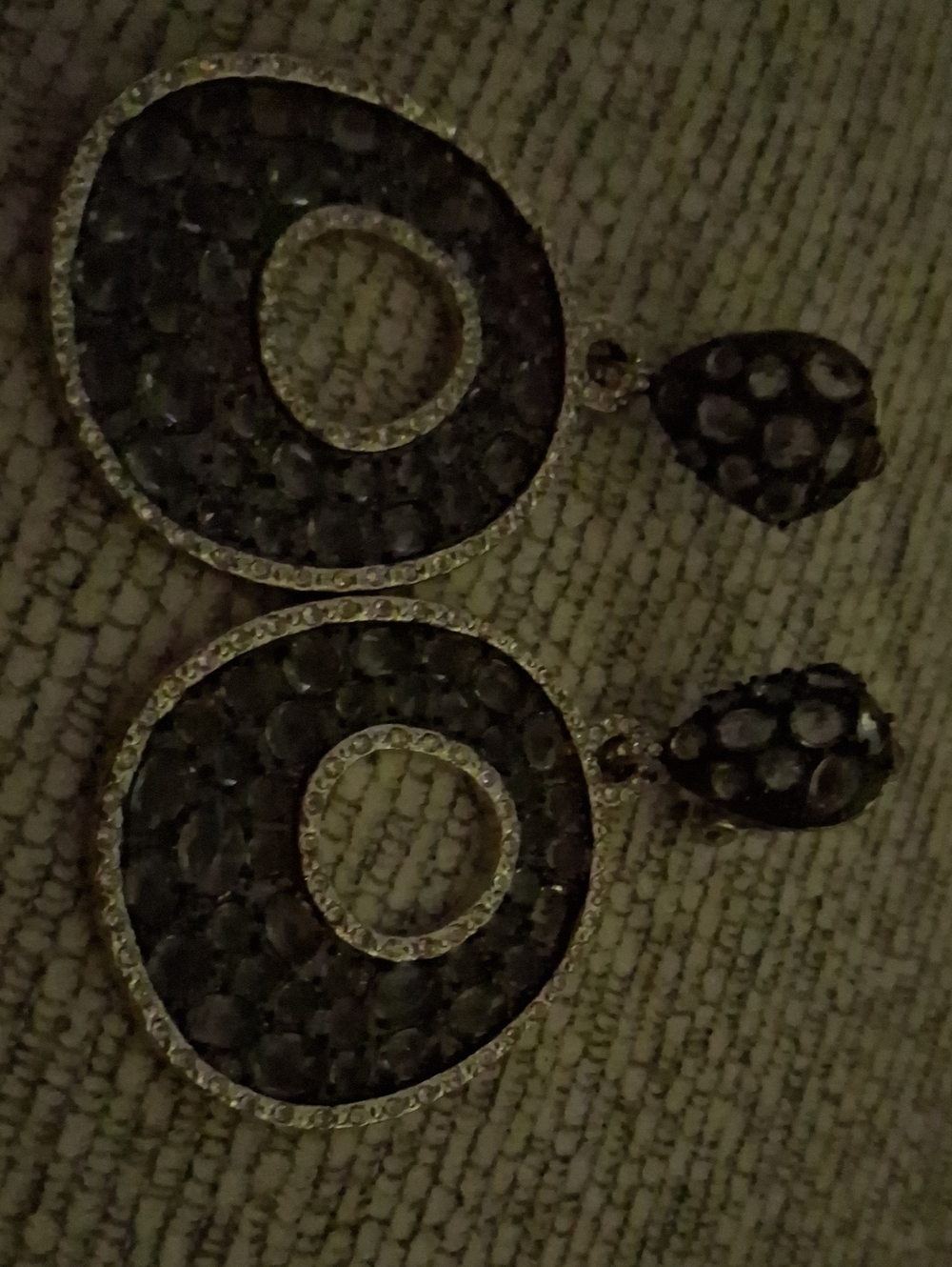 Unbranded Black Crystal Circular Drop Earrings